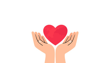 Obraz premium Hands Holding a Heart Caring Gesture of Love, Health, and Support