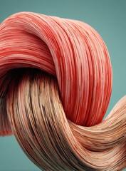 Abstract twisted ribbon of coral and brown.  Close-up view of intertwined, textured forms