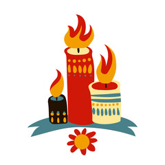 Decorative Folk Art Candles Illustration for Cultural Celebration