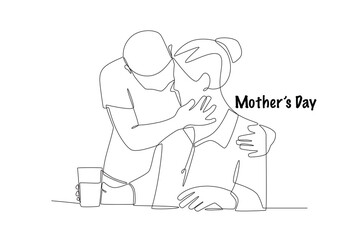 Mother's day concept one-line drawing