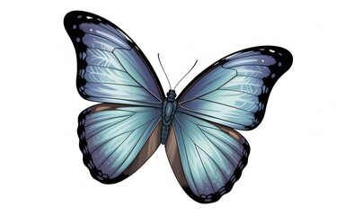 Obraz premium Close up of a vibrant iridescent blue morpho butterfly with detailed wings