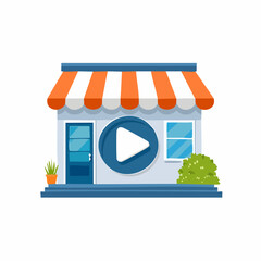 Cartoon facade of a store with a window and a house icon vector illustration