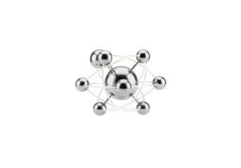 3D Render of Molecular Structure with Silver Spheres and Interconnecting Lines on Transparent Background for Scientific and Technological Visualization