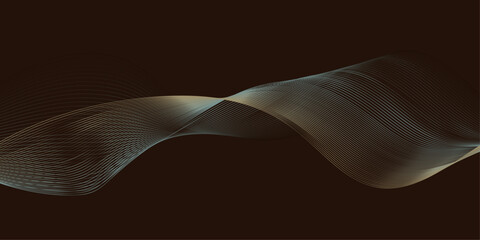 Abstract Curved Light Lines on Dark Gradient Background–Modern Minimalist Wave Pattern Artwork for Digital and Print Design