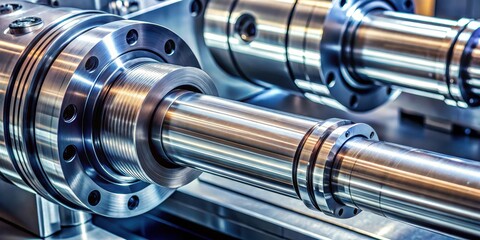 Fototapeta premium CNC machine producing precision shafts with high-quality finish
