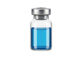 Medical Vial with Blue Liquid on Transparent Background for Pharmaceutical Illustrations and Healthcare Product Mockups in Scientific Presentations and Educational Materials