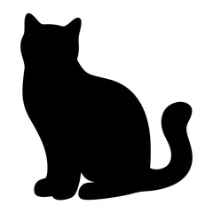 Silhouette of a Cat Sitting Upright with Elegance and Poise