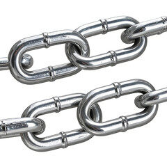 Obraz premium Interlocked Chain Isolated On White Background: A close-up, photorealistic view captures the intricate structure of a metallic chain, its links seamlessly interlocked.