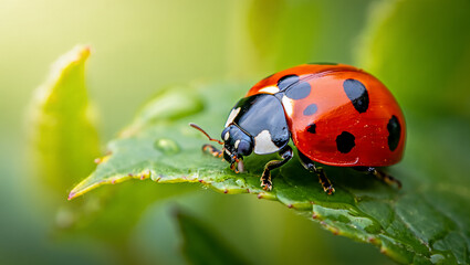 Shepherd guides flock of sheep across a misty green meadow