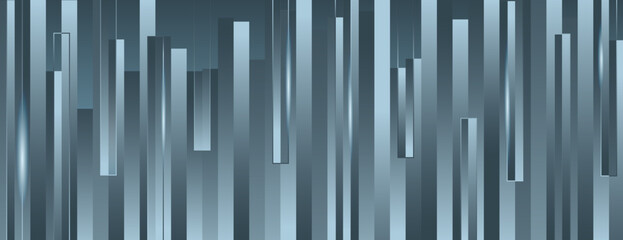 Futuristic blue background with vertical lines. The blue background has a sleek, metallic texture, creating a modern, dynamic feel. Surreal geometric bar pattern background. Blue background vector.