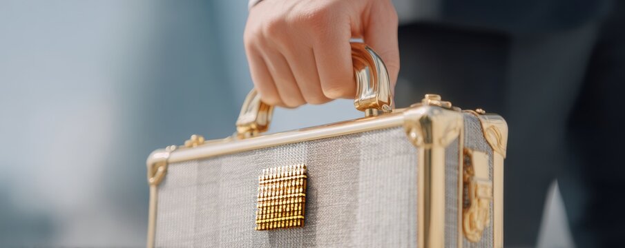 A person holds a stylish briefcase, symbolizing professionalism and success.