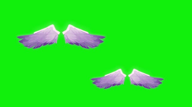 Angel birds flying wings animation video green screen.