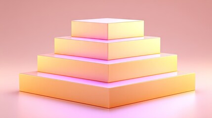 Abstract geometric steps on a pastel background.