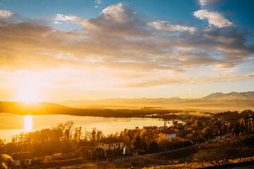 Fototapeta premium sunset over the river