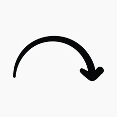 Curved arrow pointing downward illustration vector