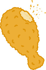 Bite Taken Fried Chicken Drumstick – Crispy Fast Food Illustration