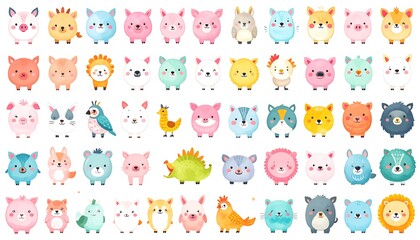 Cute cartoon animals collection
