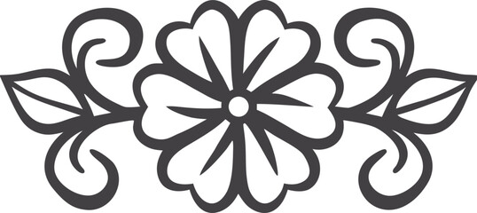 Fototapeta premium Floral text divider vector icon illustration, simple black and white line art, minimalist decorative border symbol, clean design for invitations, stationery, and ornamental projects