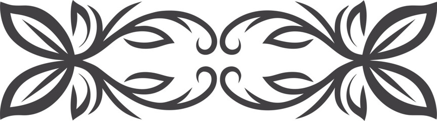 Floral text divider vector icon illustration, simple black and white line art, minimalist decorative border symbol, clean design for invitations, stationery, and ornamental projects