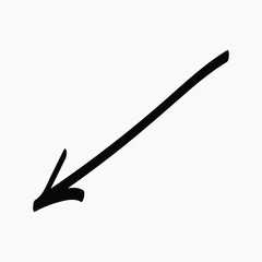 Curved black arrow pointing down illustration vector