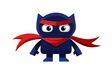 Cute blue cartoon ninja character with red scarf and headband