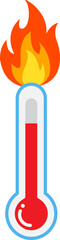 Thermometer with flames showing extreme heat vector illustration
