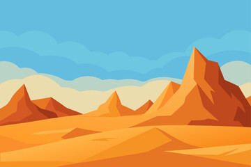 Naklejka premium Illustration of a desert landscape with mountains and sky