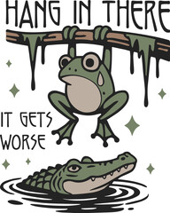 Hang in There, It Gets Worse svg, frog and crocodile svg