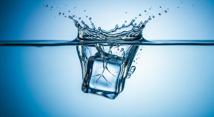 Obraz premium Ice Cube Splash in Water - High-Speed Photography.