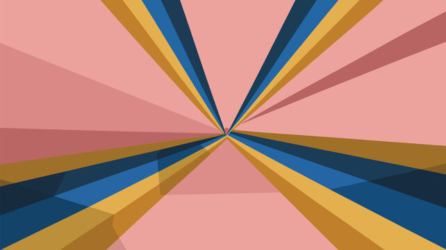 Fototapeta Abstract geometric pattern with converging lines in shades of pink blue and gold creating a tunnel effect