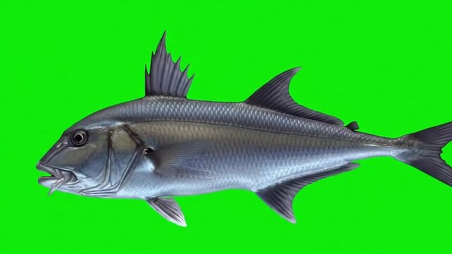 Isolated Rooster Fish Green Screen for Keying and Compositing Underwater Scene