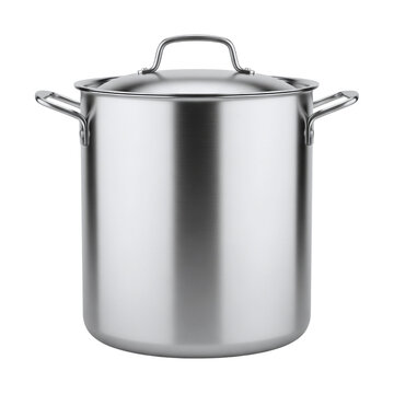 Large stainless steel stock pot for cooking soup or stew