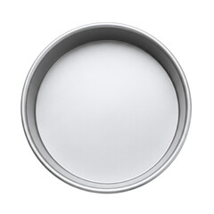 Empty round metal baking pan for cakes