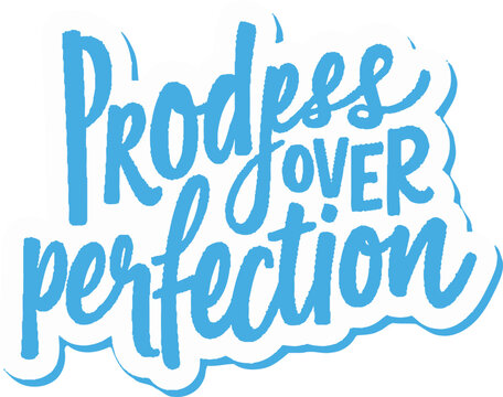 ✨ BOLD sky-blue hand-lettered quote ‘Progress Over Perfection’ – a stylish, uplifting design perfect for motivation, positivity, and self-growth inspiration 🌟