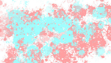 Obraz premium Abstract Expressionist Painting with Cyan and Crimson Splatters on Black Canvas Digital Art Composition