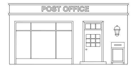 Post office building graphic black white sketch illustration vector
