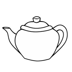 Line teapot isolated on white background