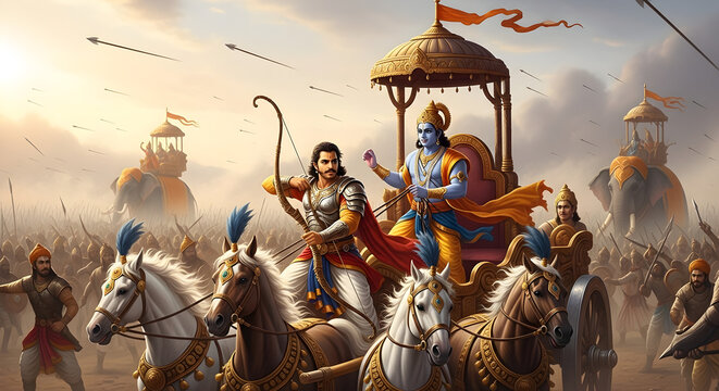 Krishna and Arjuna in the Mahabharata War