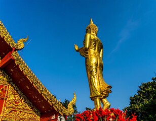 Obraz premium Golden buddha statue outdoors
