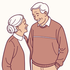 Happy elderly couple sharing a loving moment and smiling at each other