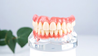Obraz premium Dental prosthesis on a clear display