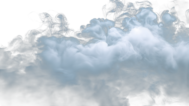 abstract blue cloud mist fog white smoke isolated on white background