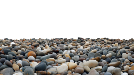  textured collection of various colored pebbles isolated on white background