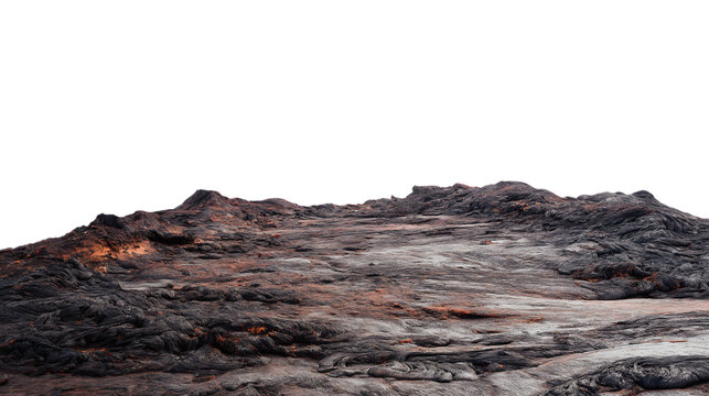 desolate landscape of rugged terrain with rocks isolated on white background