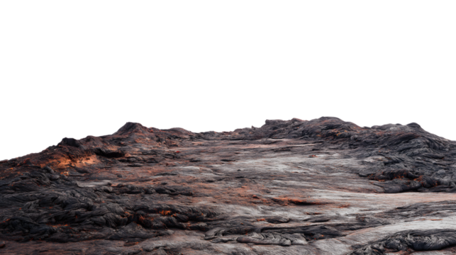 desolate landscape of rugged terrain with rocks isolated on white background