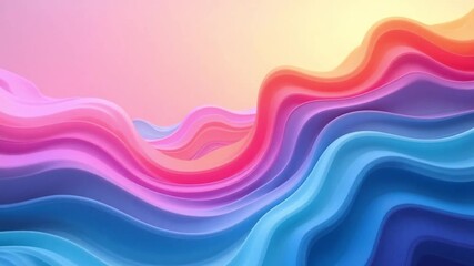 Dynamic flowing waves of vibrant pastel colors create a serene and modern abstract landscape perfect for backgrounds. AI generative video - Powered by Adobe