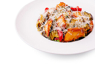 Delicious gourmet dish with crispy fried components and colorful vegetables