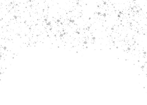 Silver glitter particles, festive sparkle decoration. Paint splatter texture, isolated on transparent background