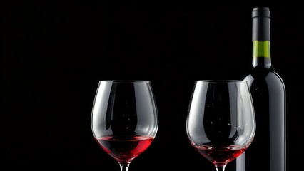 Bottiglia di vino e calice, Sfondo nero