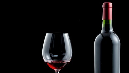 Bottiglia di vino e calice, Sfondo nero